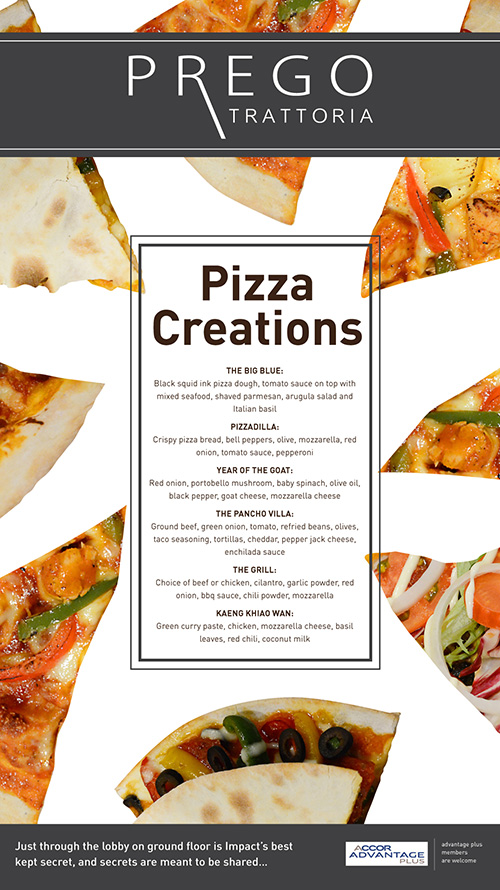 Scrumptious ‘Pizza Creations’ at Prego Trattoria at Novotel Bangkok IMPACT Hotel